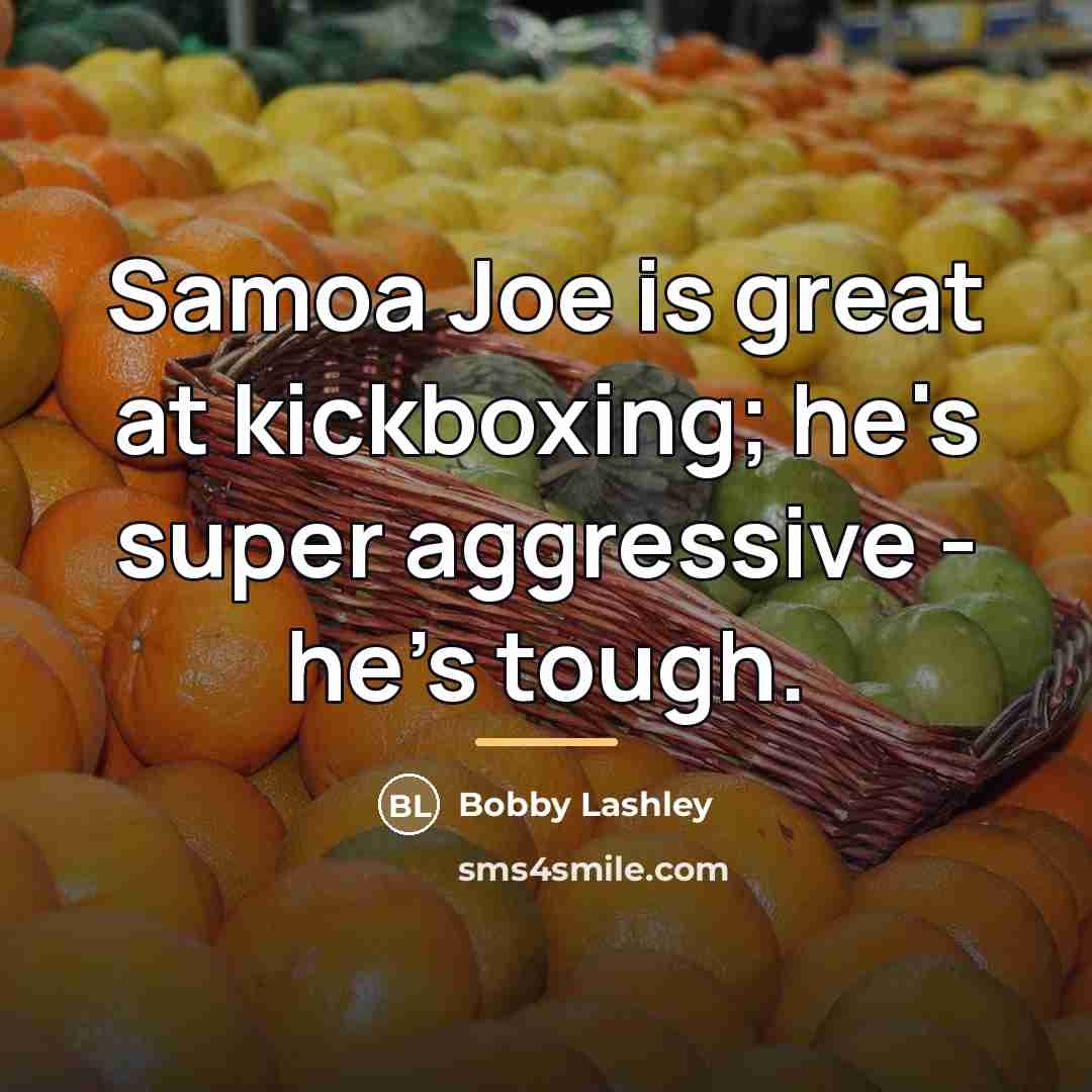 “Samoa Joe is great at kickboxing; he's super aggressive -…” quote by Bobby Lashley