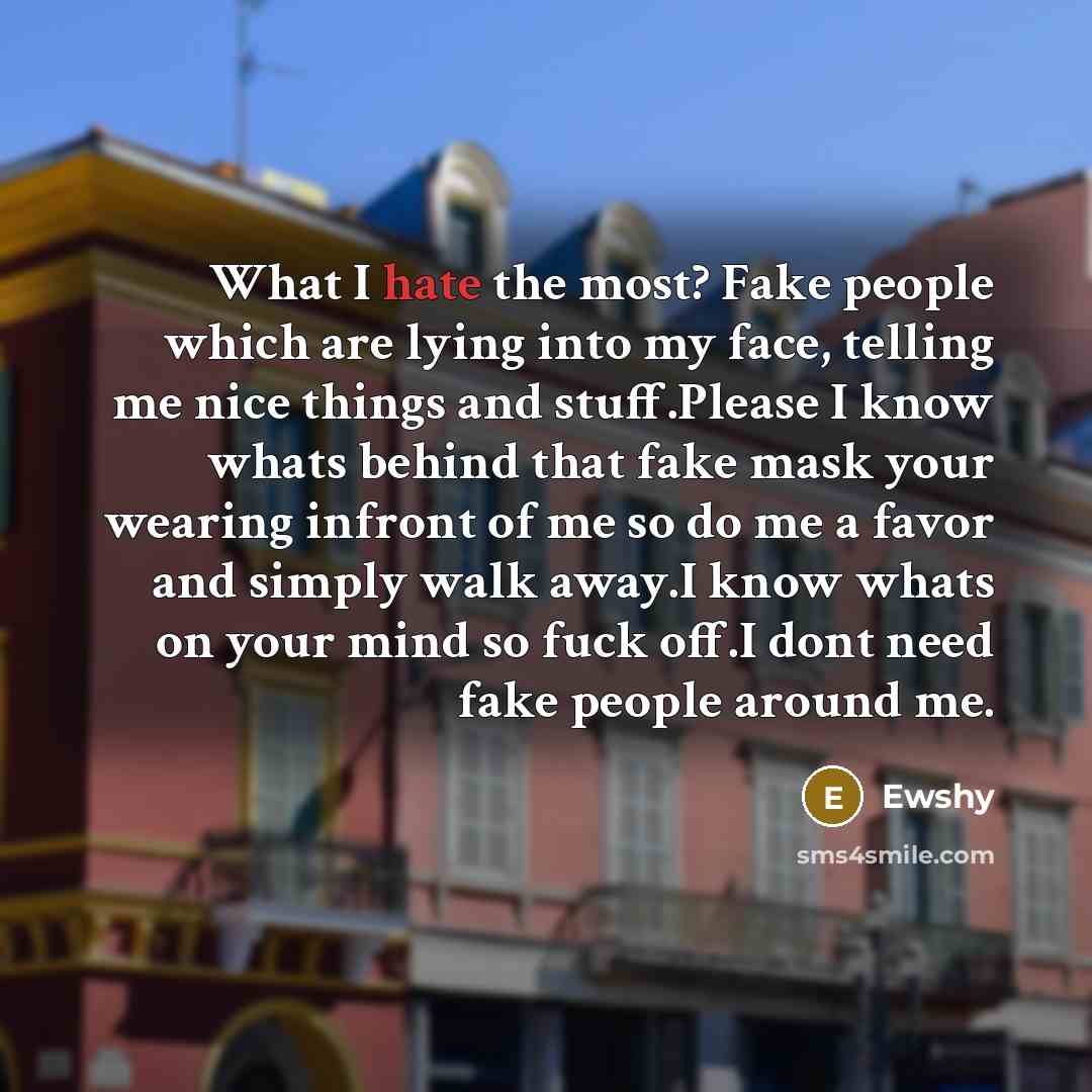 “What I hate the most? Fake people which are lying…” quote by Ewshy