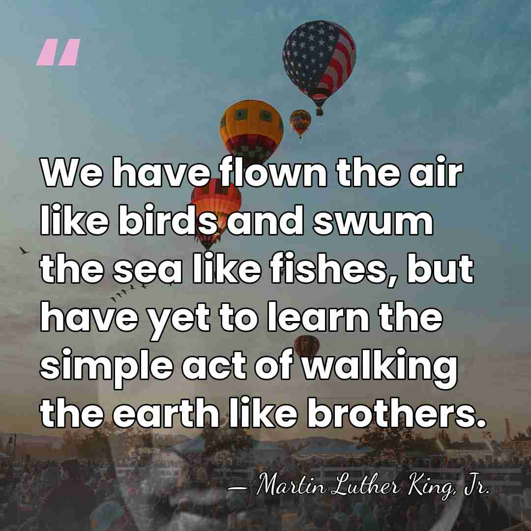 We have flown the air like birds and swum the sea like&hellip; - Martin Luther King, Jr.