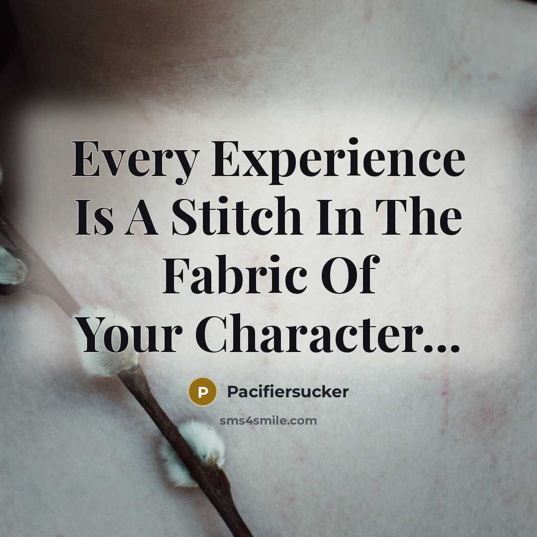 “Every Experience Is A Stitch In The Fabric Of Your…” quote by Pacifiersucker