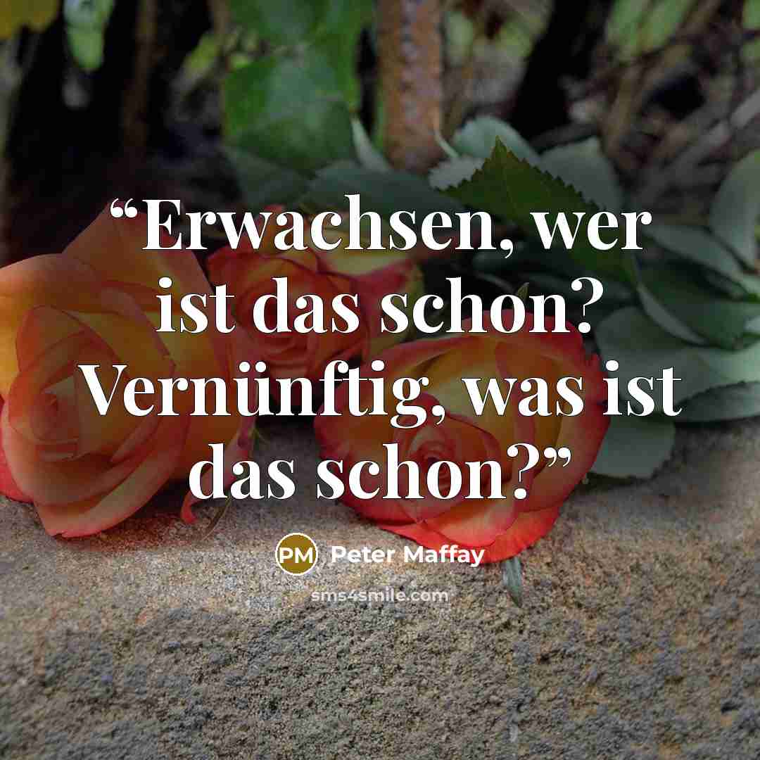 “Erwachsen, wer ist das schon? Vernünftig, was ist das schon?” quote by Peter Maffay