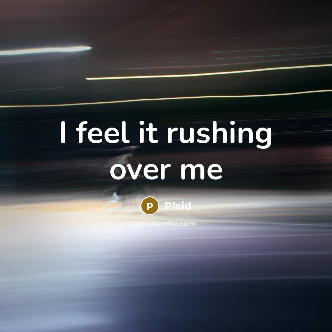 “I feel it rushing over me…” quote by Plaid