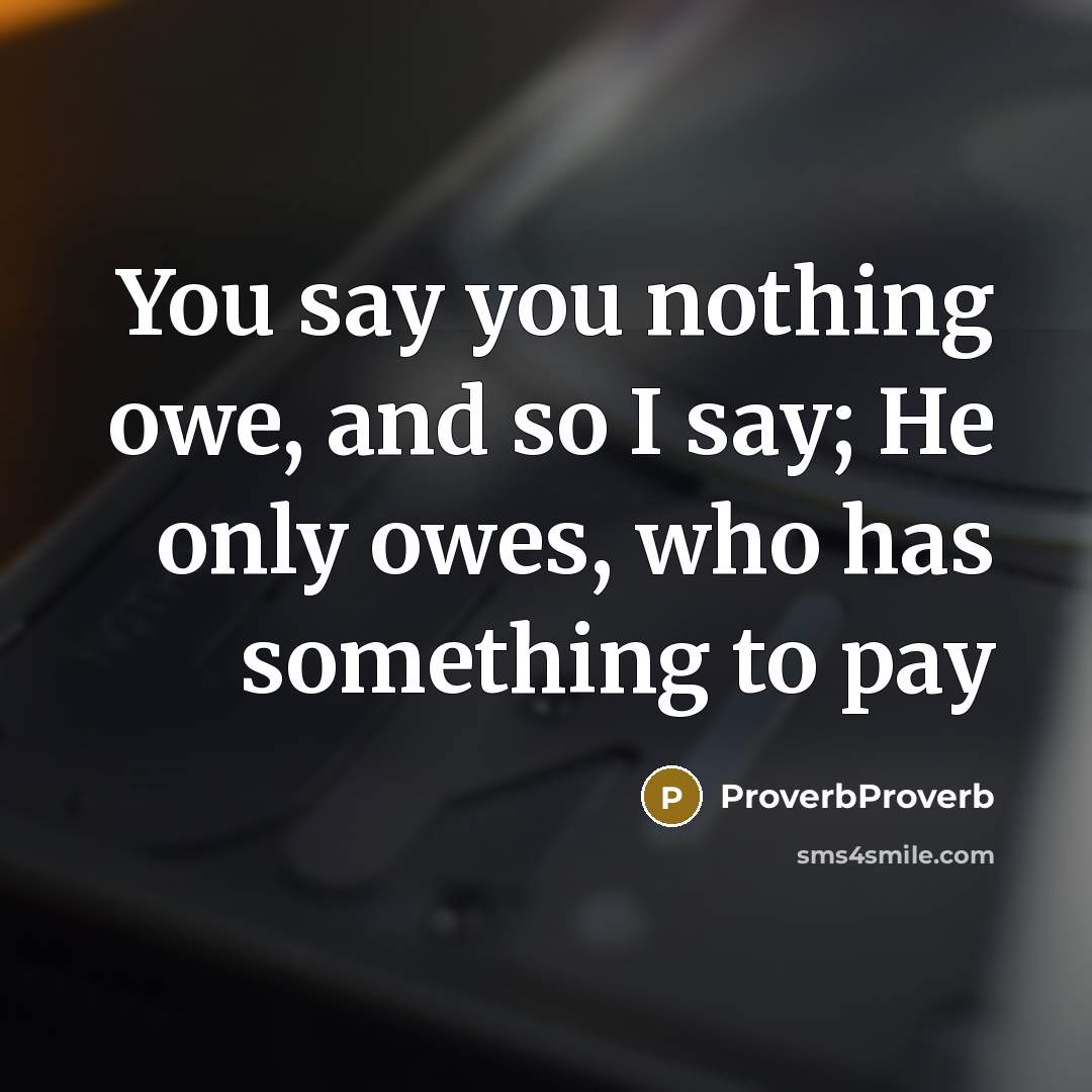 “You say you nothing owe, and so I say; He only owes, who has something to pay” quote by ProverbProverb