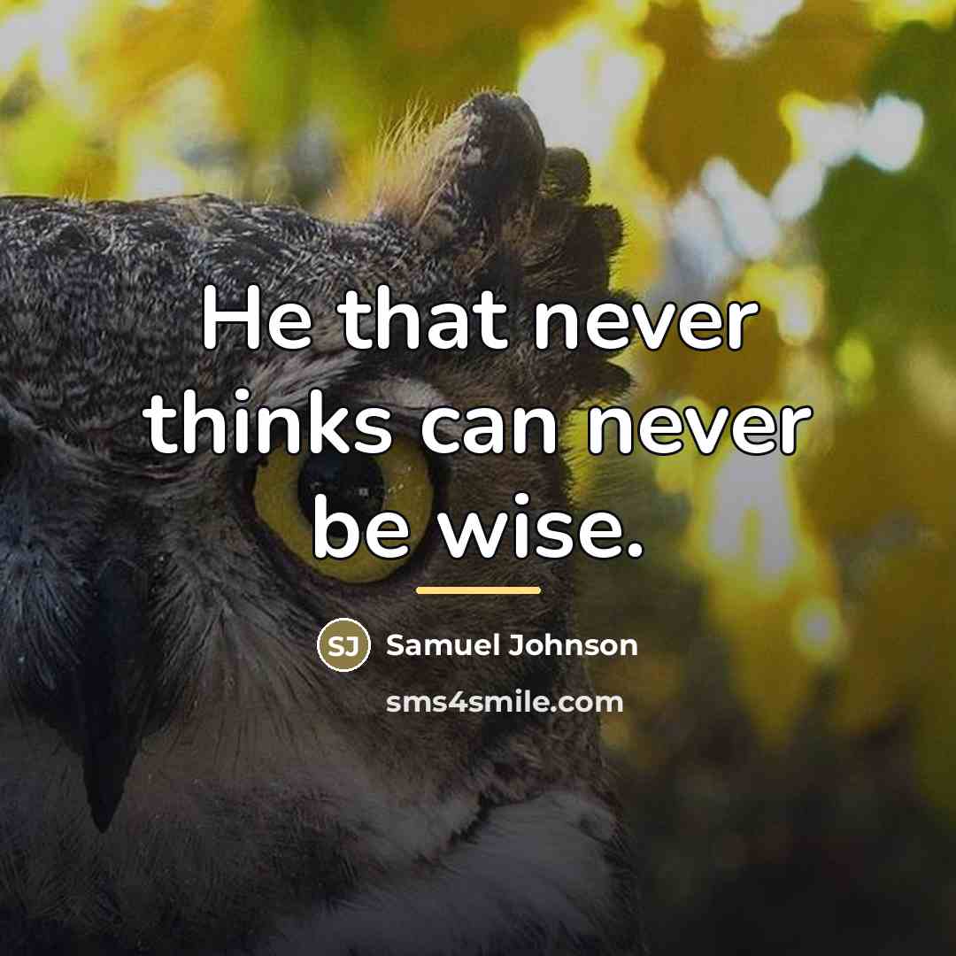 “He that never thinks can never be wise.…” quote by Samuel Johnson