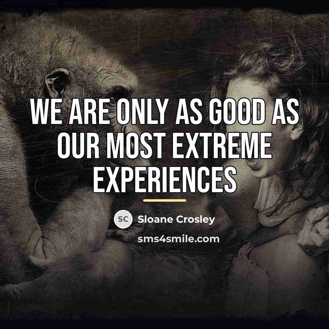 “We are only as good as our most extreme experiences…” quote by Sloane Crosley