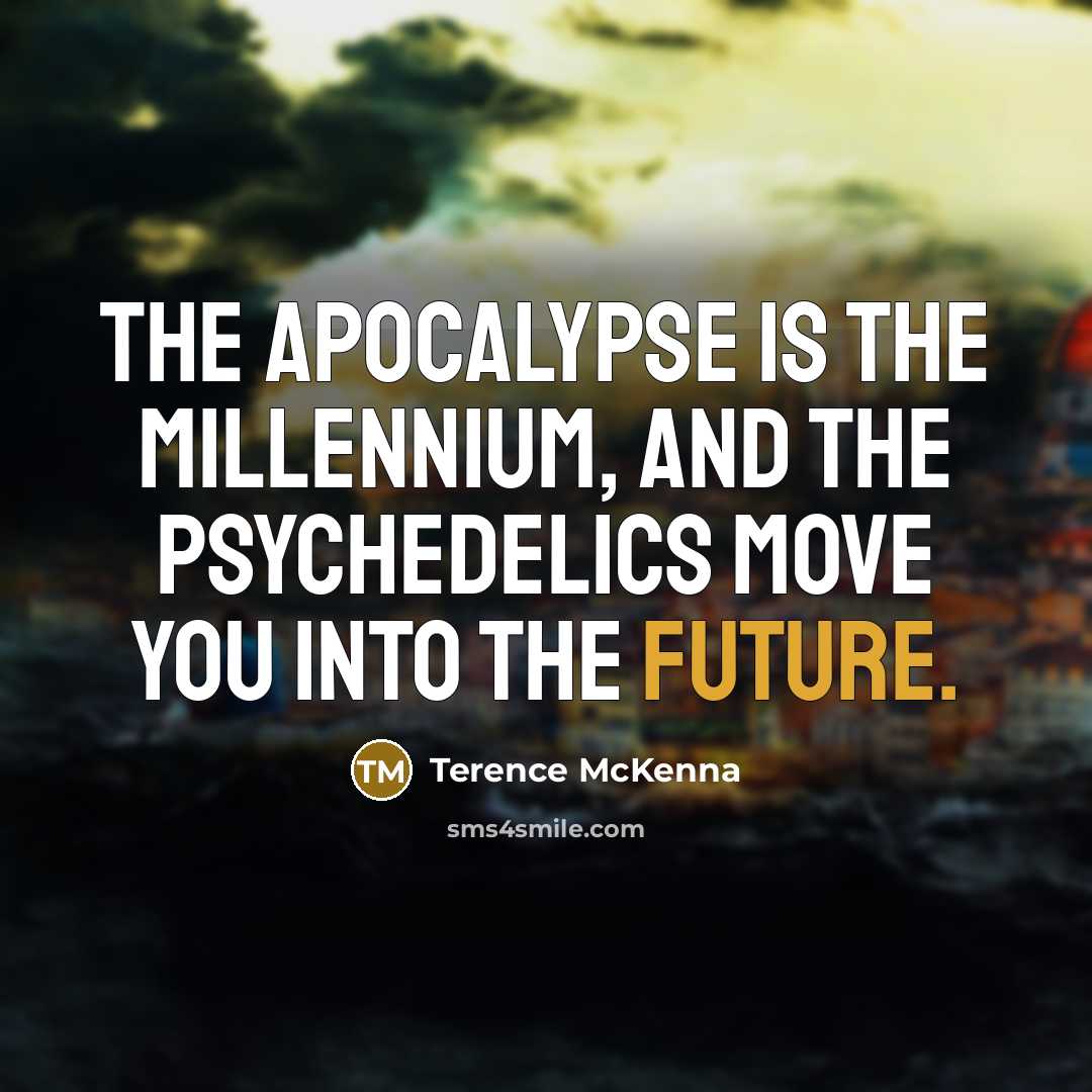 “The apocalypse is the millennium, and the psychedelics move you…” quote by Terence McKenna