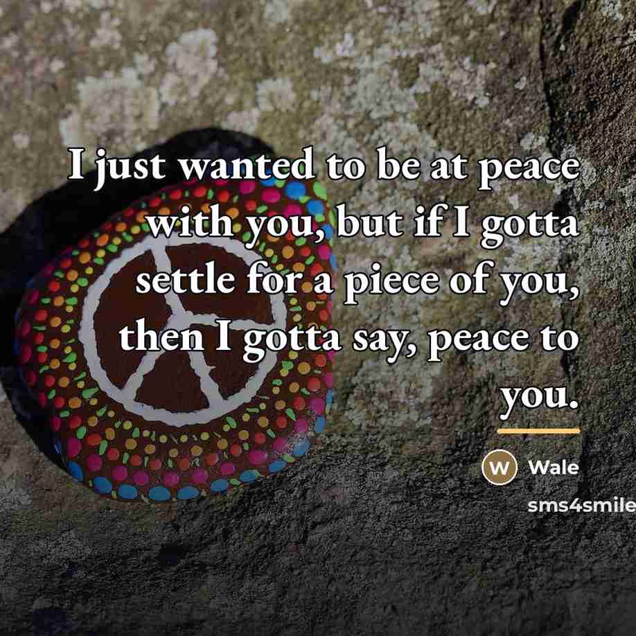 “I just wanted to be at peace with you, but…” quote by Wale