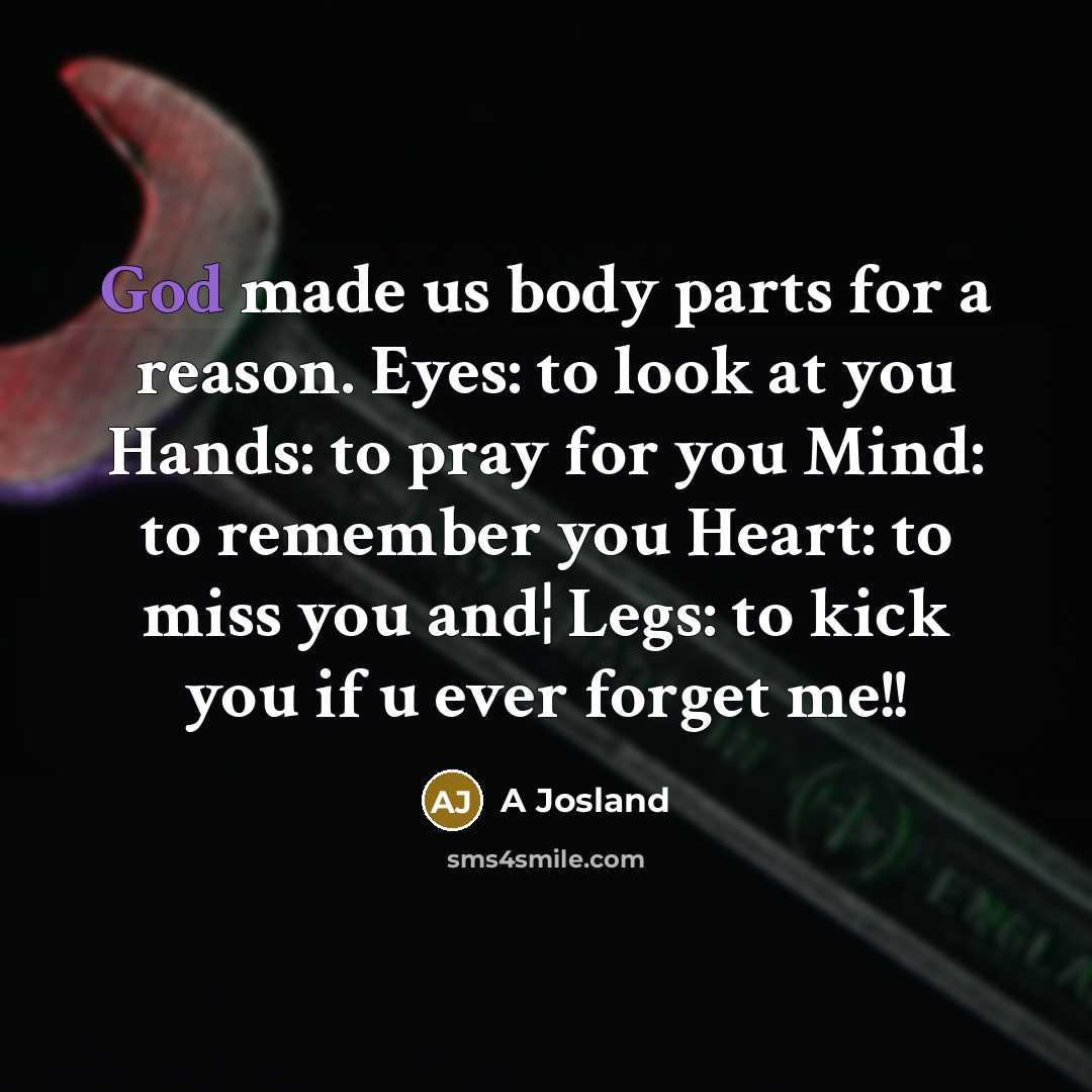 “God made us body parts for a reason. Eyes: to…” quote by A Josland