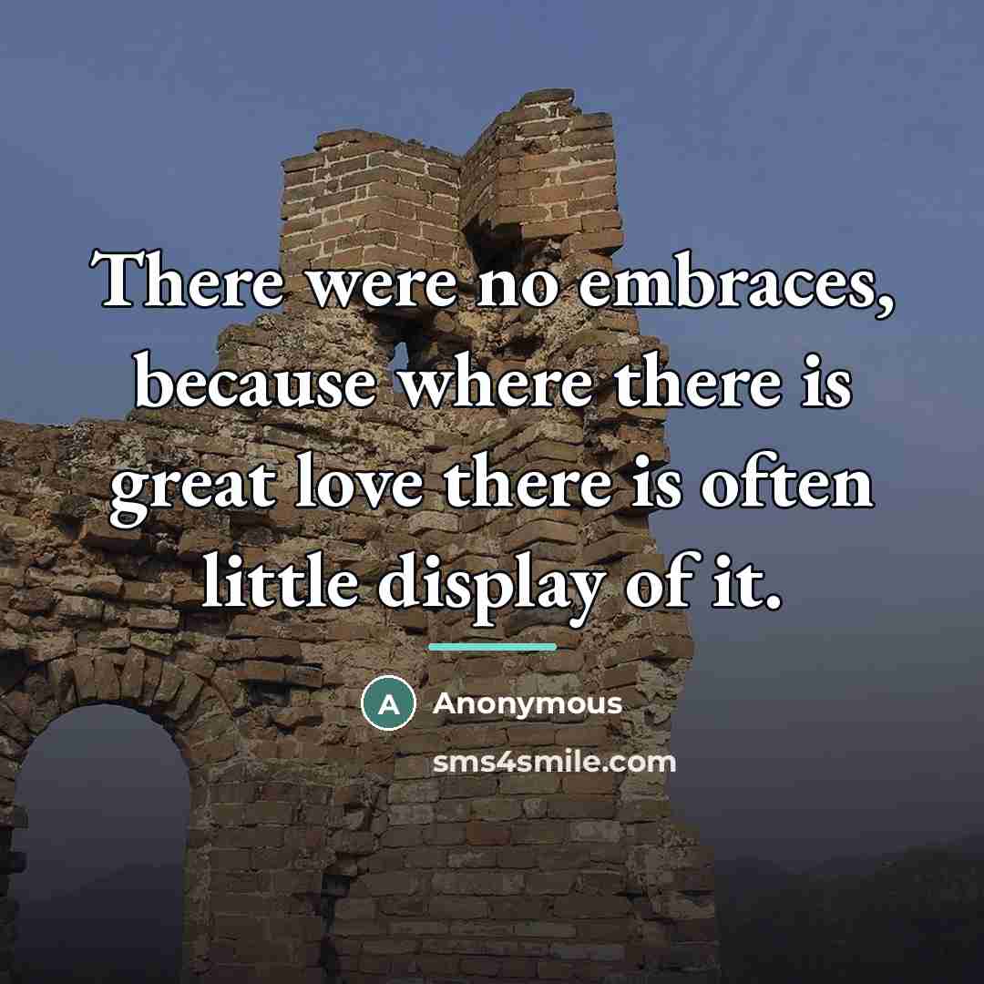 “There were no embraces, because where there is great love…” quote by Anonymous