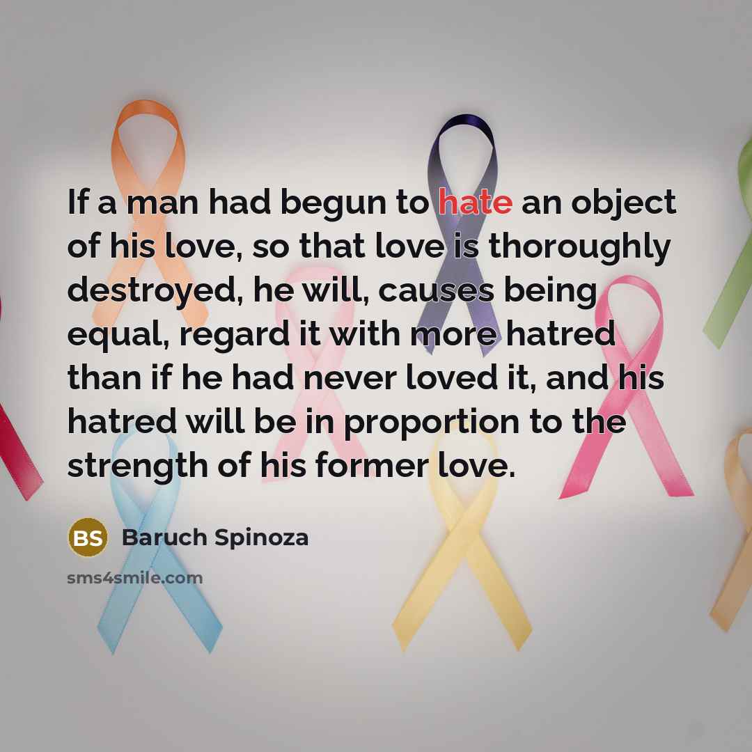 “If a man had begun to hate an object of…” quote by Baruch Spinoza