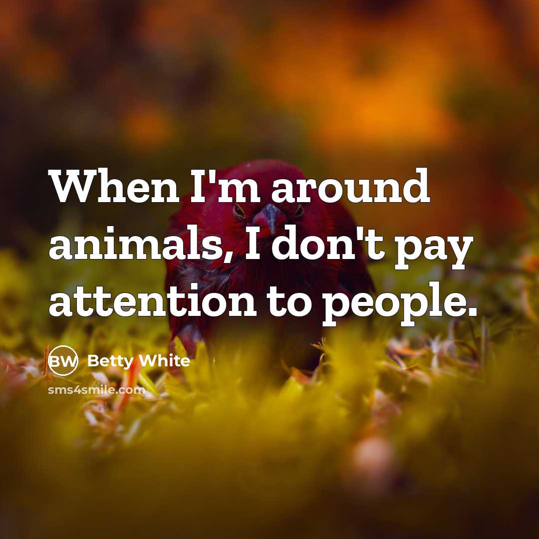 “When I'm around animals, I don't pay attention to people.…” quote by Betty White