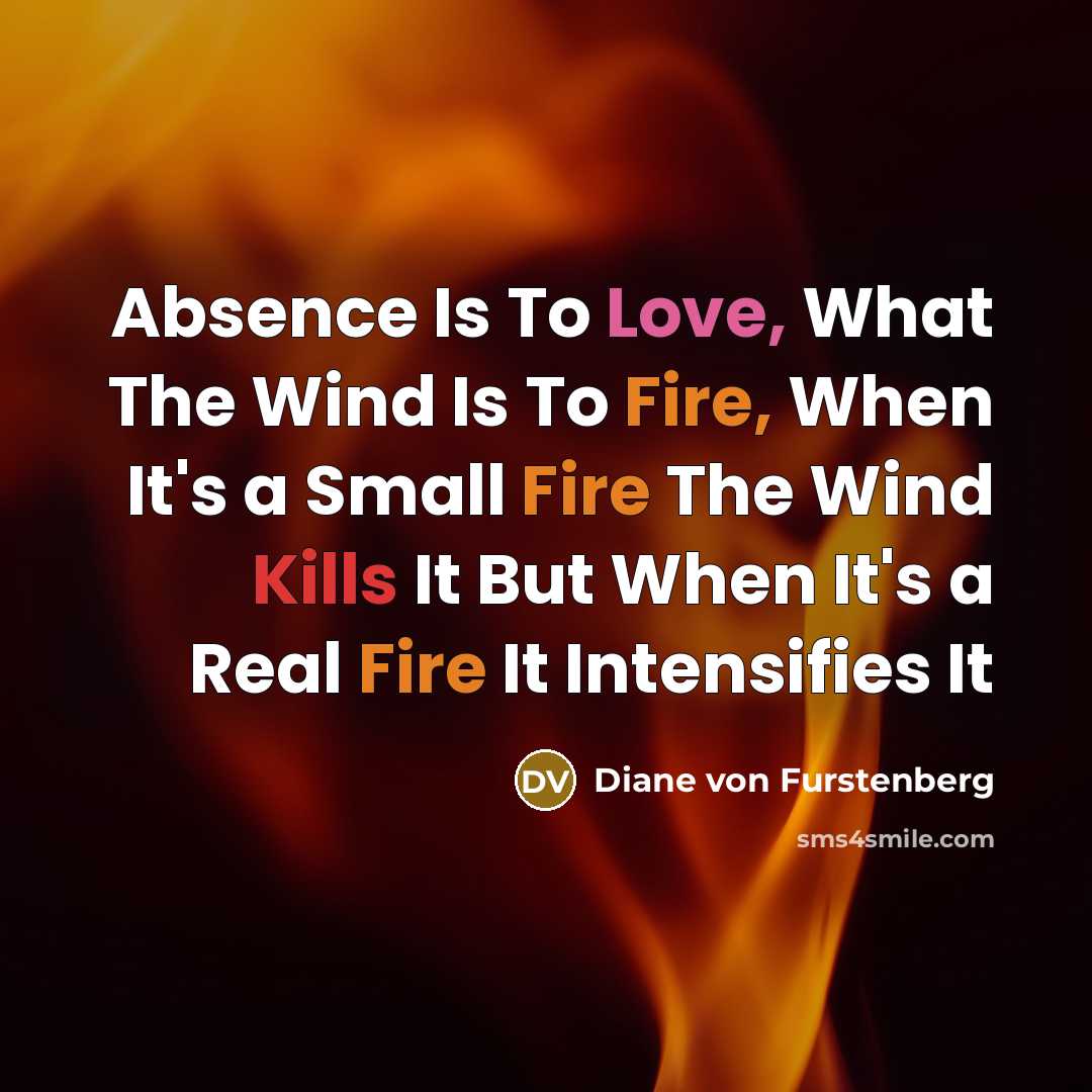 “Absence Is To Love, What The Wind Is To Fire,…” quote by Diane von Furstenberg