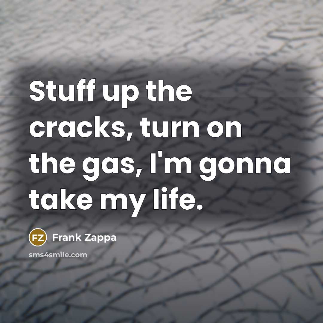 “Stuff up the cracks, turn on the gas, I'm gonna…” quote by Frank Zappa