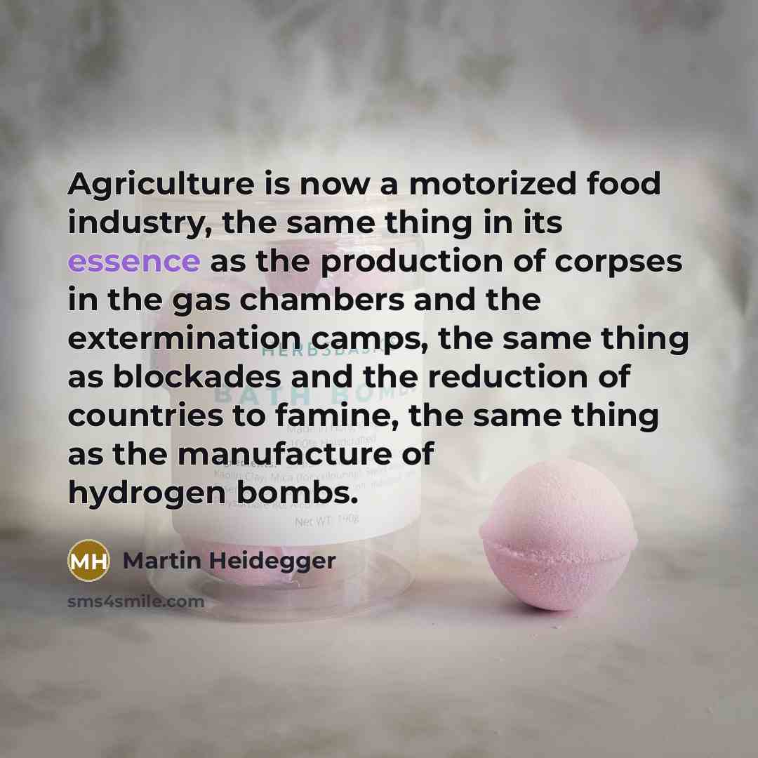 “Agriculture is now a motorized food industry, the same thing…” quote by Martin Heidegger