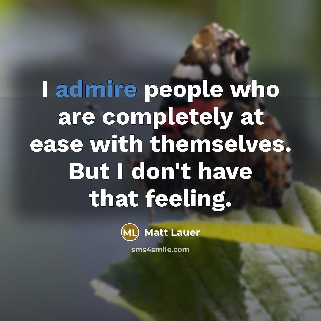 “I admire people who are completely at ease with themselves.…” quote by Matt Lauer