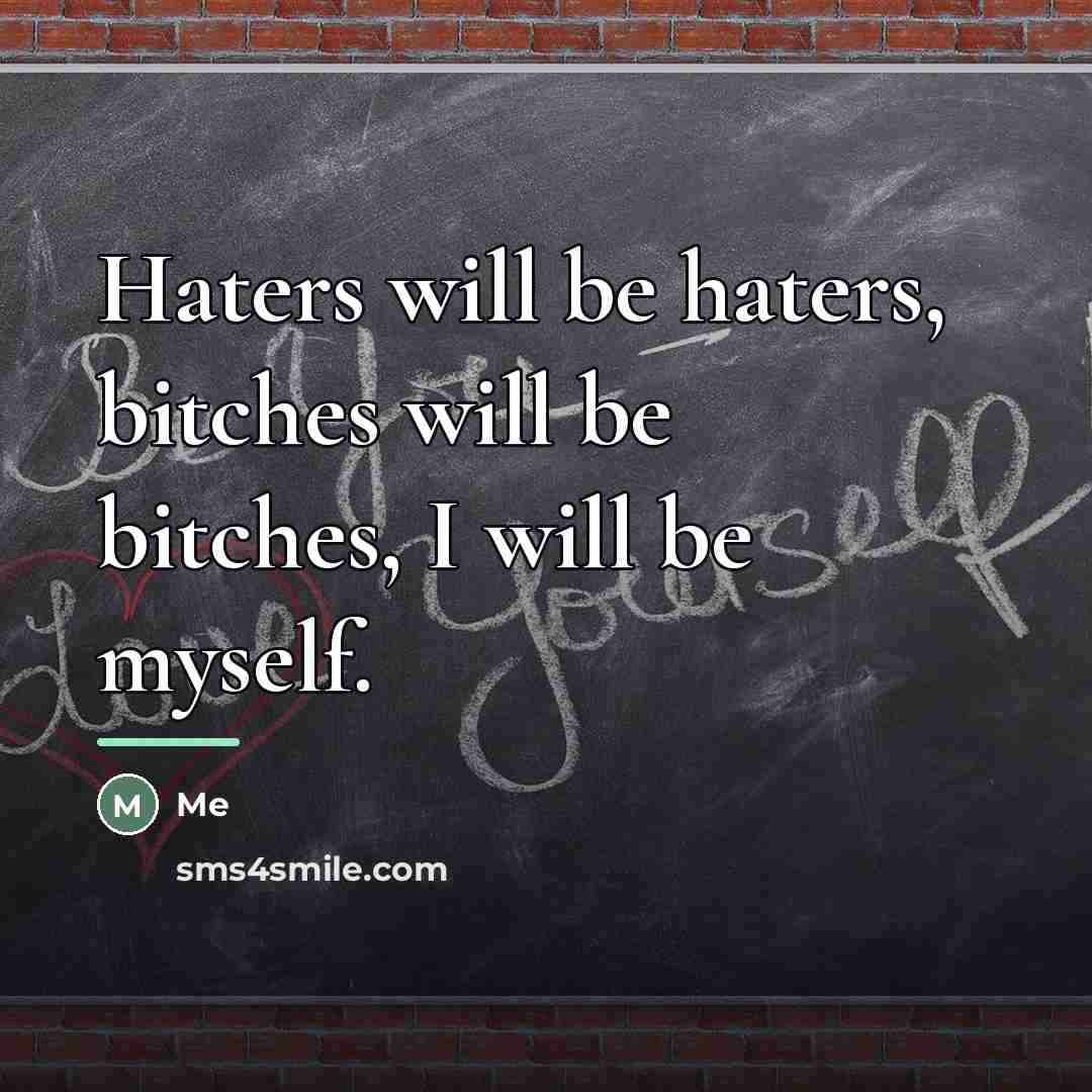 “Haters will be haters, bitches will be bitches, I will…” quote by Me