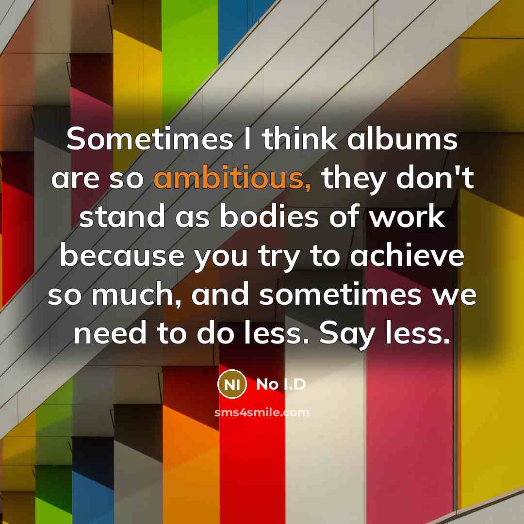 “Sometimes I think albums are so ambitious, they don't stand…” quote by No I.D