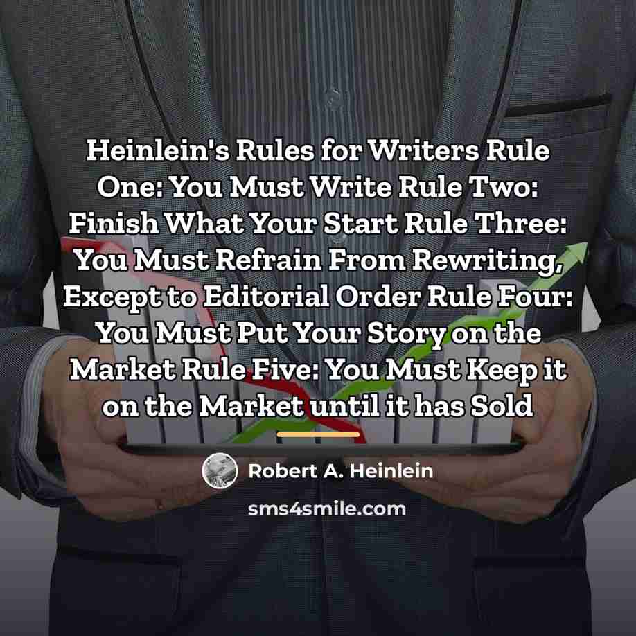 “Heinlein's Rules for Writers Rule One: You Must Write Rule…” quote by Robert A. Heinlein
