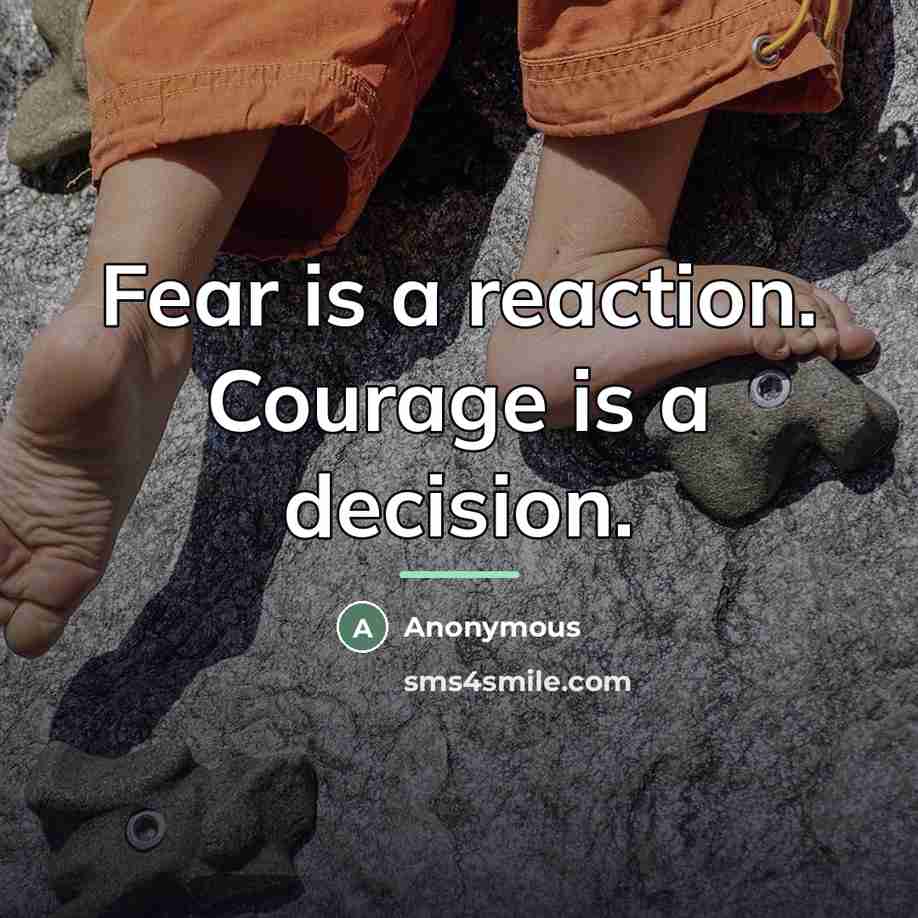“Fear is a reaction. Courage is a decision.…” quote by Anonymous