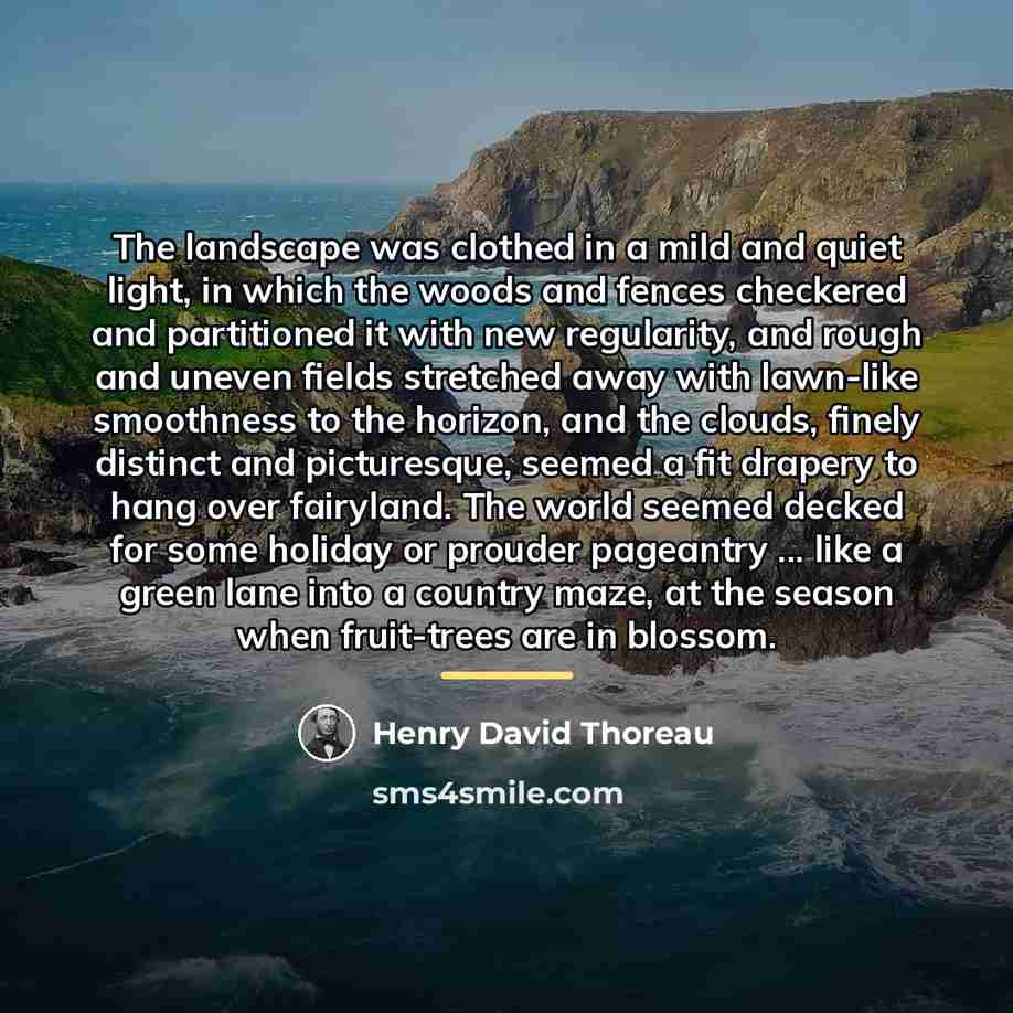 “The landscape was clothed in a mild and quiet light,…” quote by Henry David Thoreau