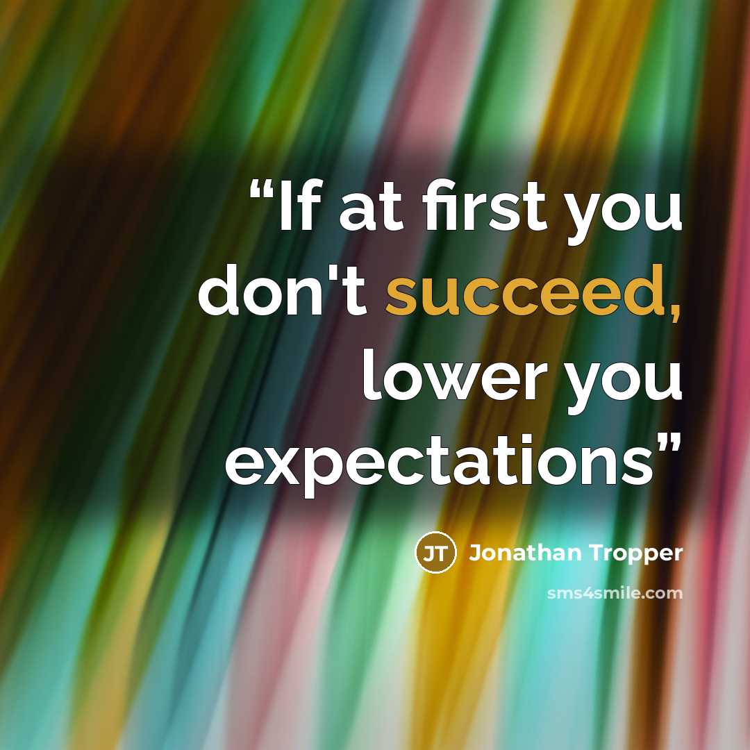 “If at first you don't succeed, lower you expectations” quote by Jonathan Tropper