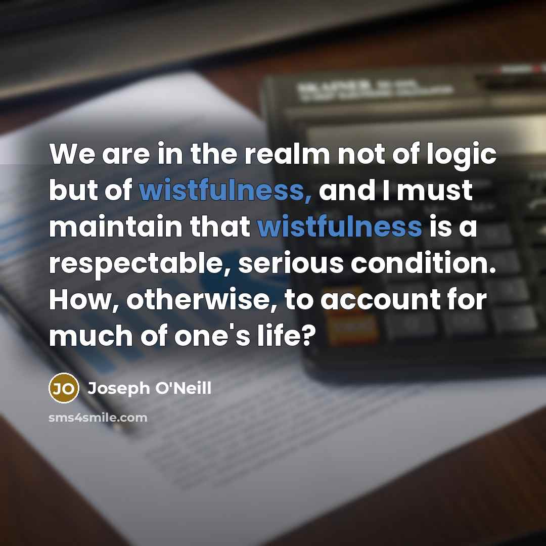 “We are in the realm not of logic but of…” quote by Joseph O'Neill