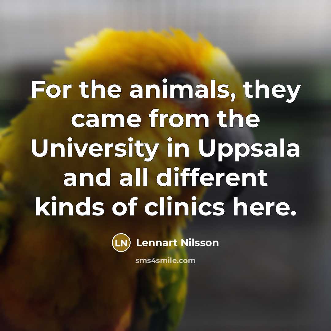 “For the animals, they came from the University in Uppsala…” quote by Lennart Nilsson
