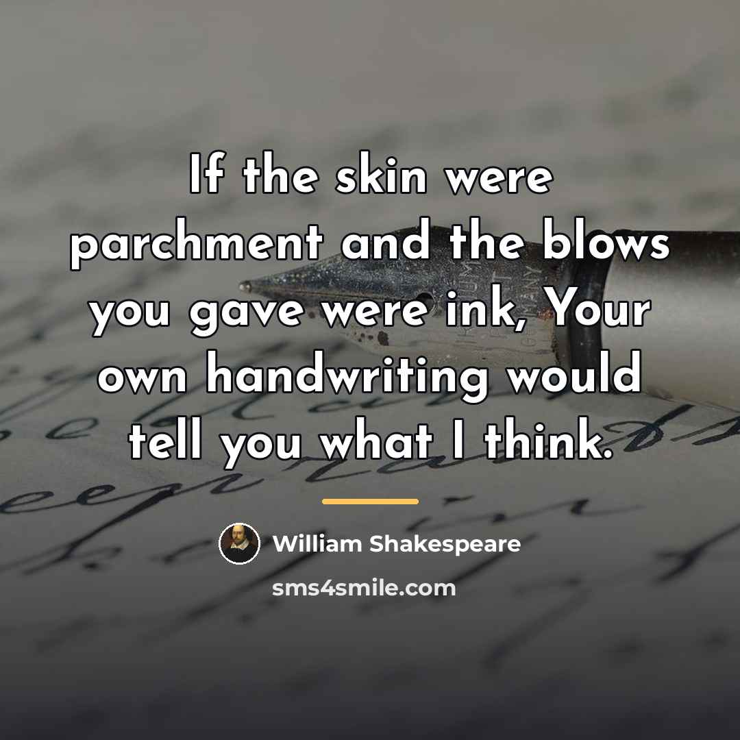 “If the skin were parchment and the blows you gave…” quote by William Shakespeare