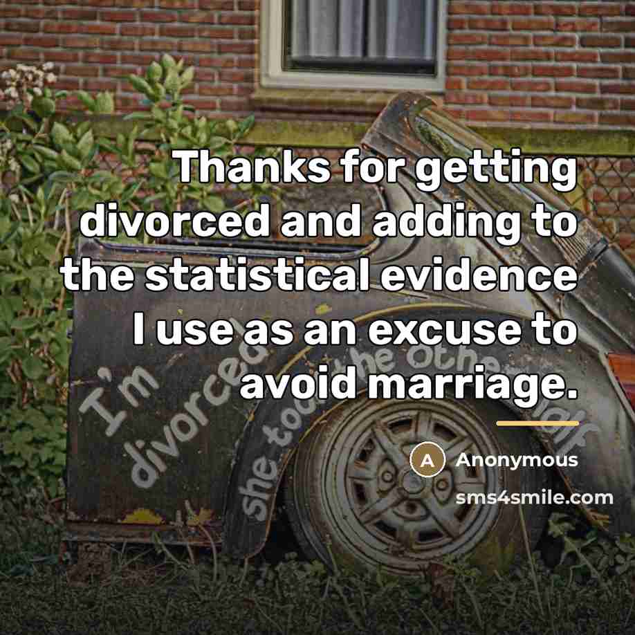 “Thanks for getting divorced and adding to the statistical evidence…” quote by Anonymous