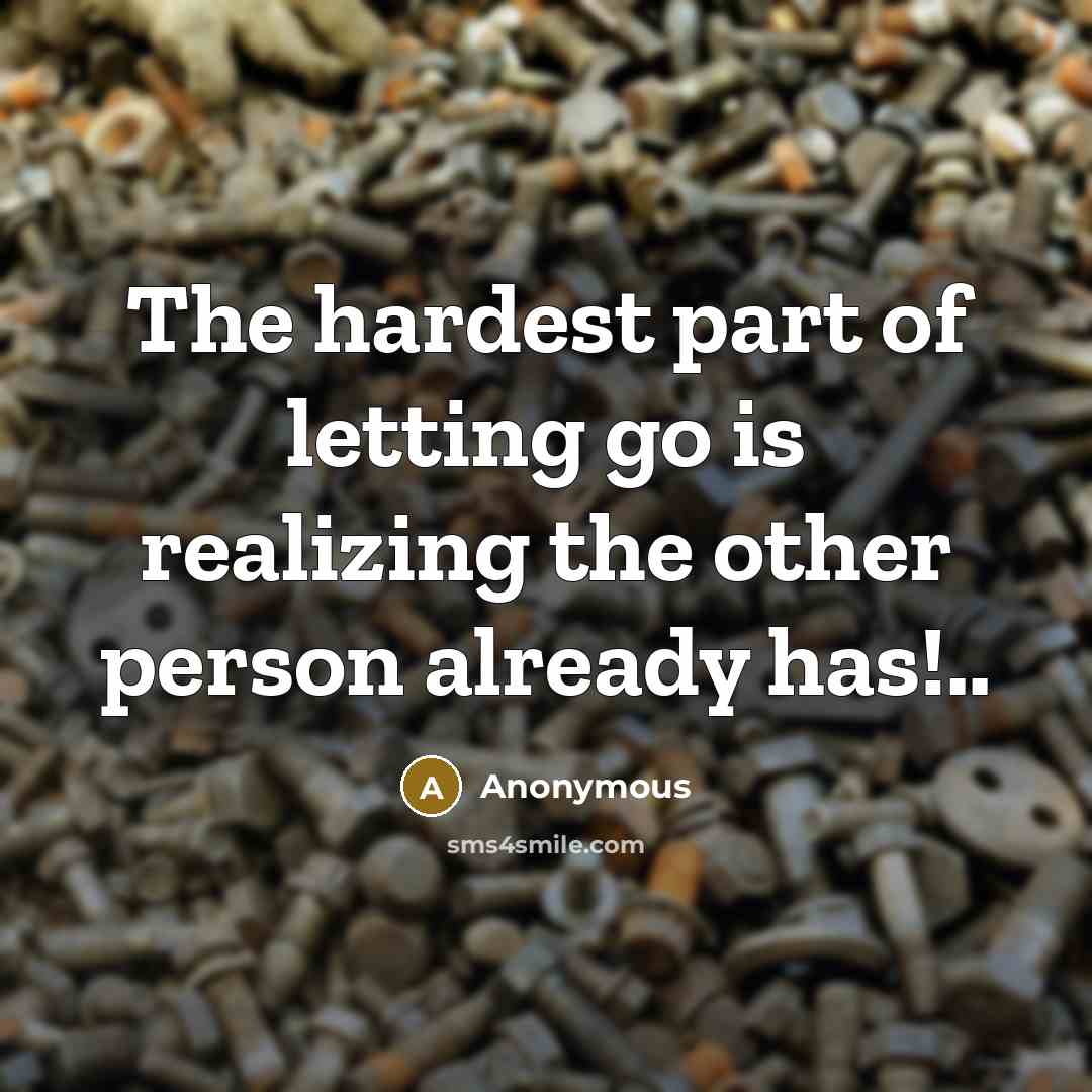 “The hardest part of letting go is realizing the other…” quote by Anonymous