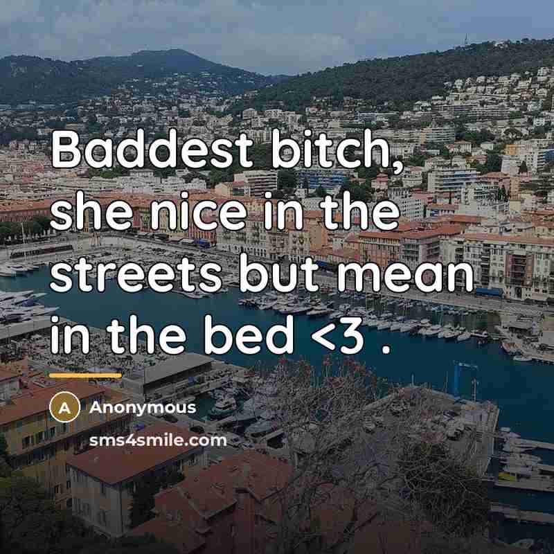 “Baddest bitch, she nice in the streets but mean in…” quote by Anonymous