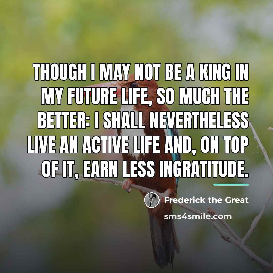 “Though I may not be a king in my future…” quote by Frederick The Great