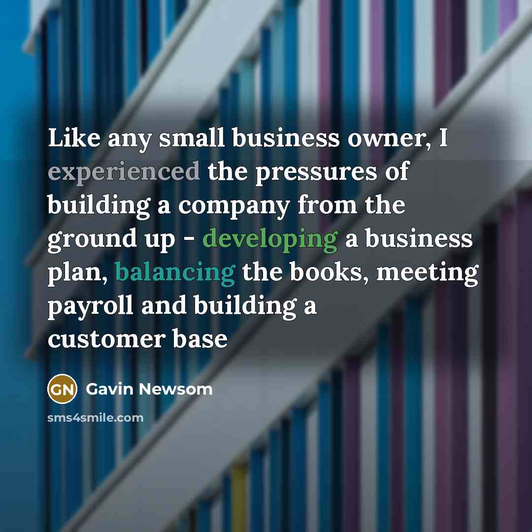 “Like any small business owner, I experienced the pressures of…” quote by Gavin Newsom