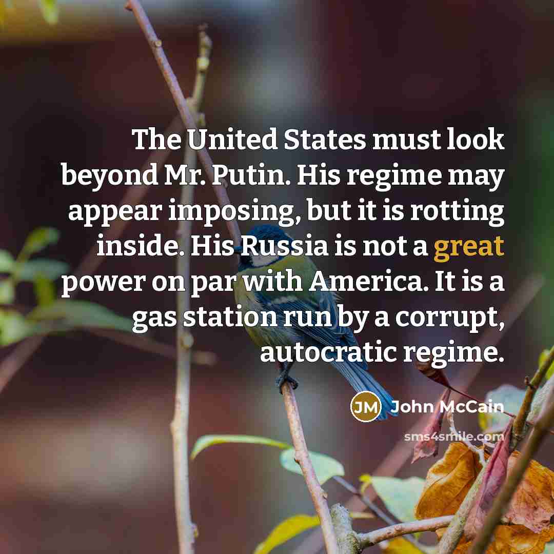 “The United States must look beyond Mr. Putin. His regime…” quote by John McCain