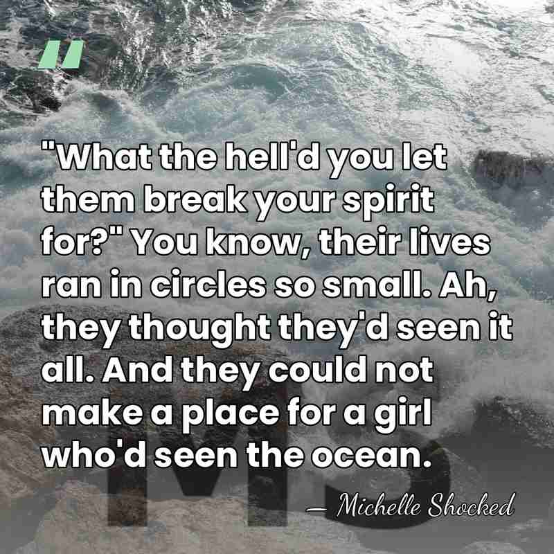 "What the hell'd you let them break your spirit for?" You know,&hellip; - Michelle Shocked