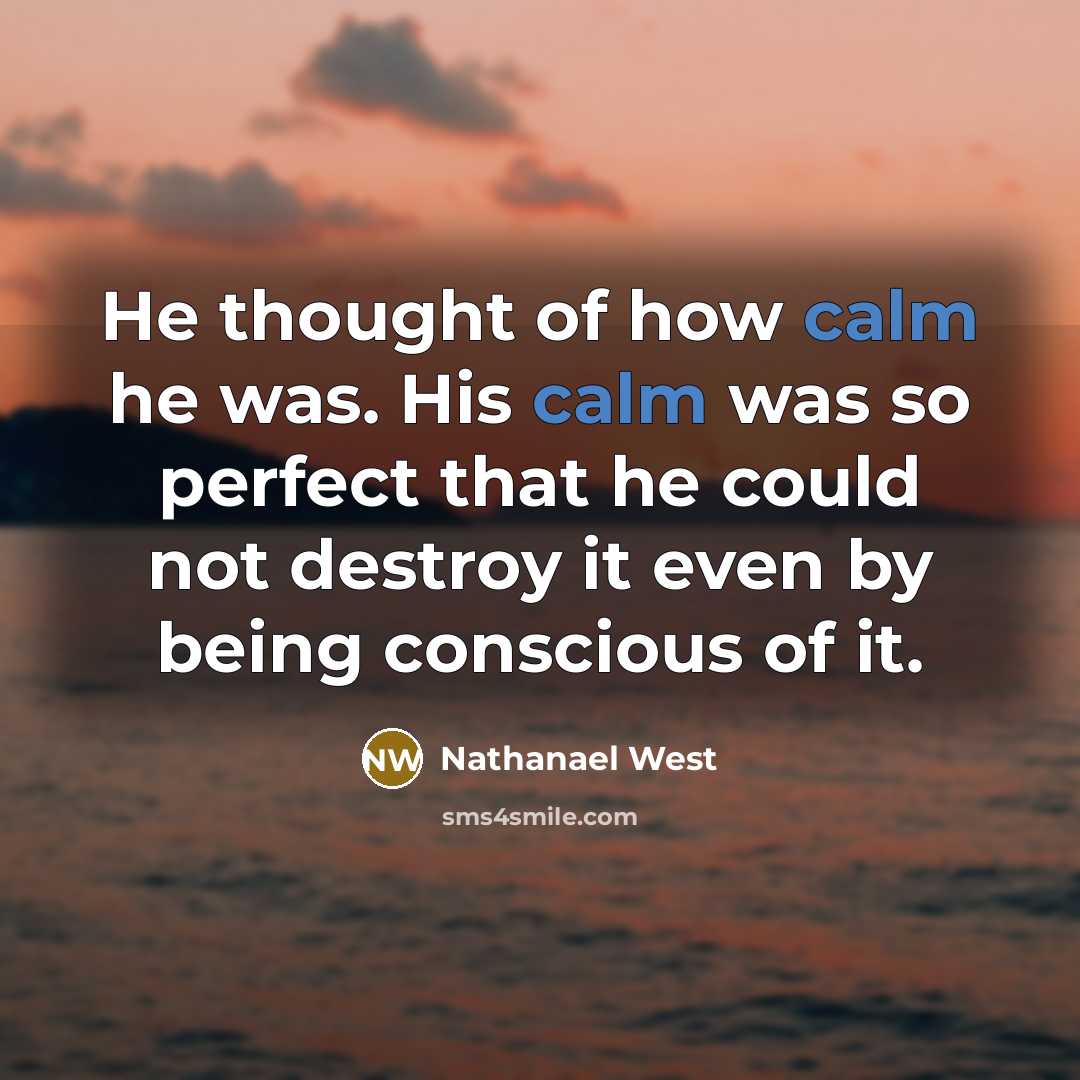 “He thought of how calm he was. His calm was…” quote by Nathanael West