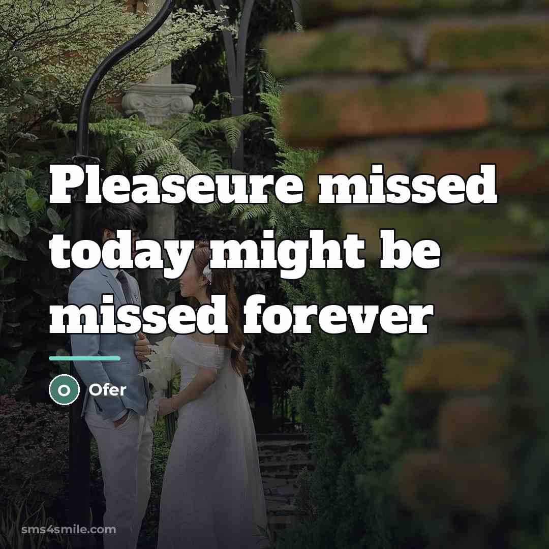 “Pleaseure missed today might be missed forever…” quote by Ofer
