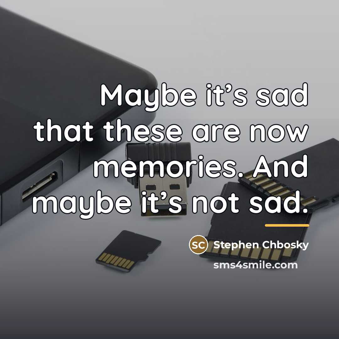 “Maybe it’s sad that these are now memories. And maybe…” quote by Stephen Chbosky