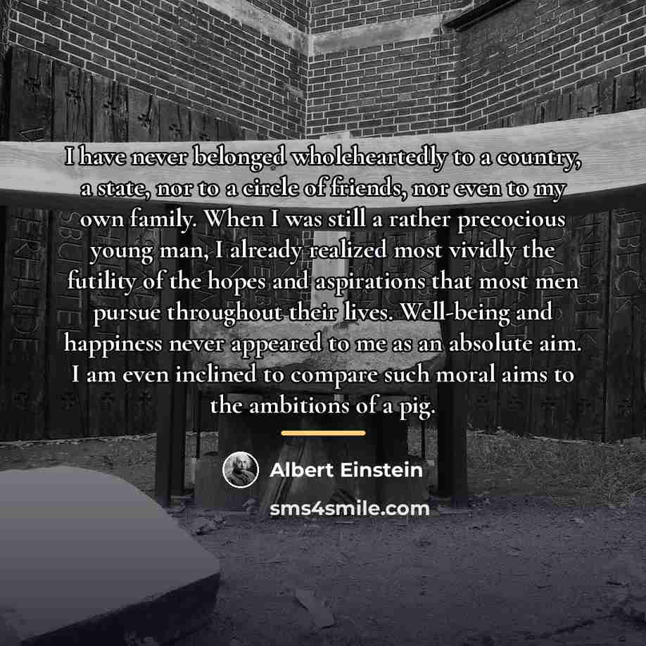 “I have never belonged wholeheartedly to a country, a state,…” quote by Albert Einstein