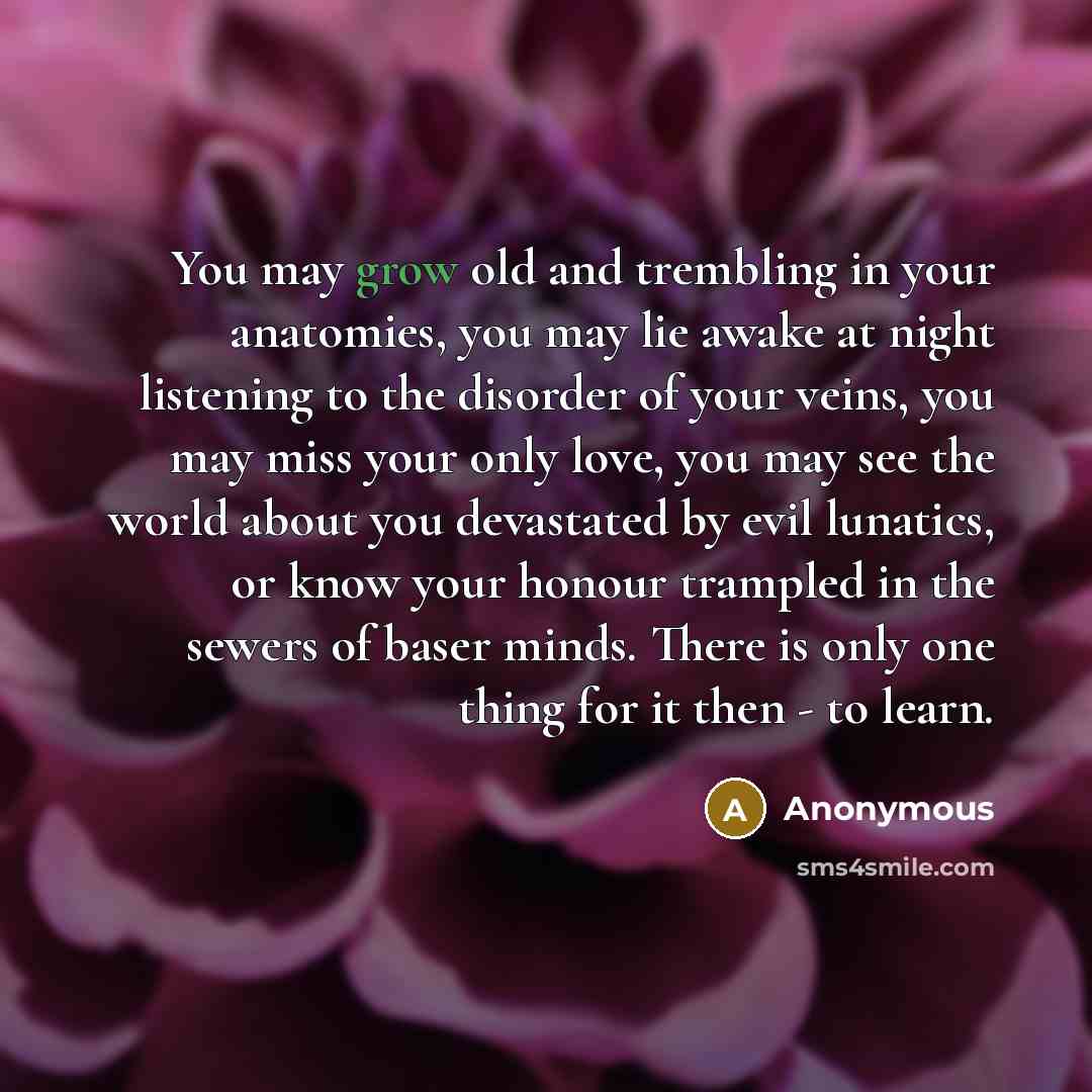 “You may grow old and trembling in your anatomies, you…” quote by Anonymous