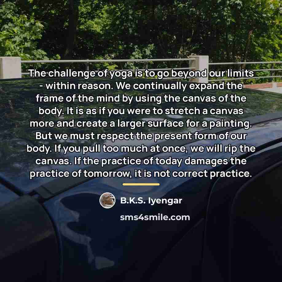“The challenge of yoga is to go beyond our limits…” quote by B.K.S. Iyengar