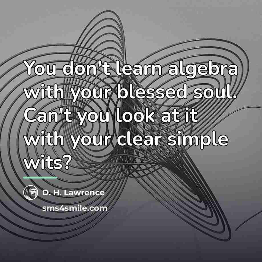 “You don't learn algebra with your blessed soul. Can't you…” quote by D. H. Lawrence