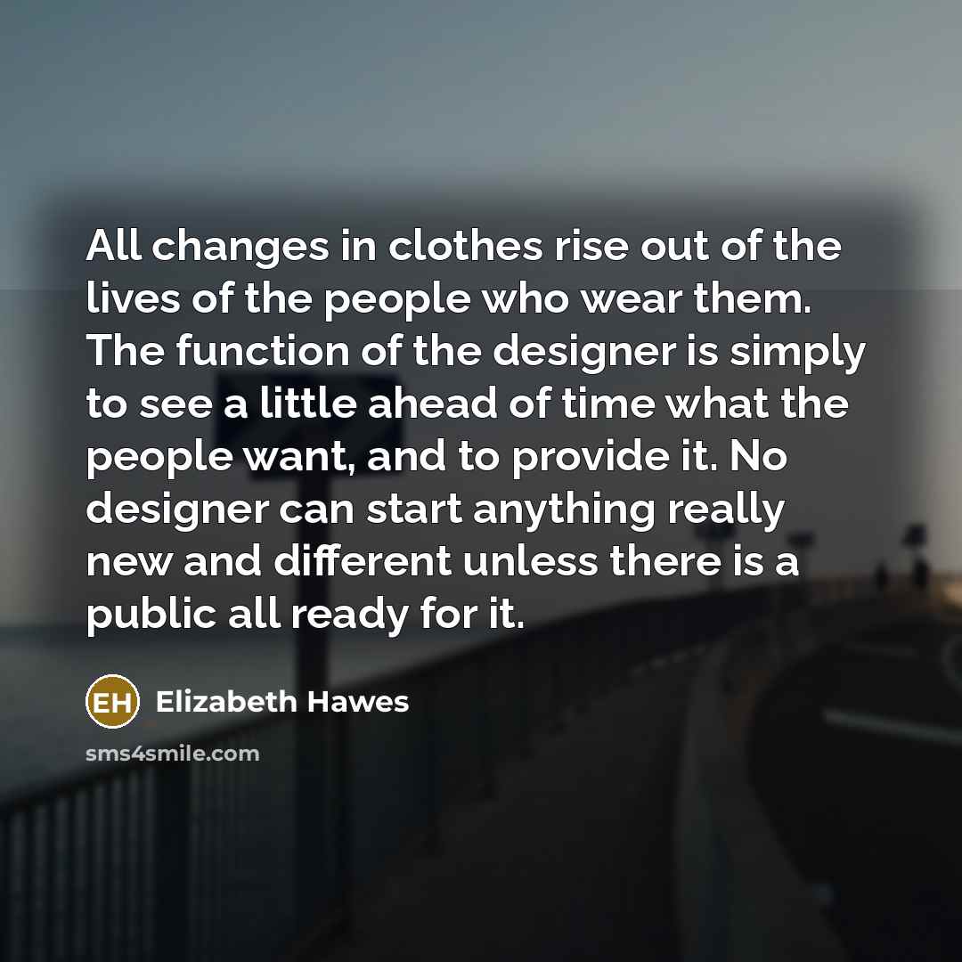 “All changes in clothes rise out of the lives of…” quote by Elizabeth Hawes