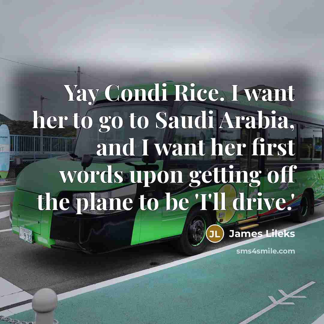 “Yay Condi Rice. I want her to go to Saudi…” quote by James Lileks