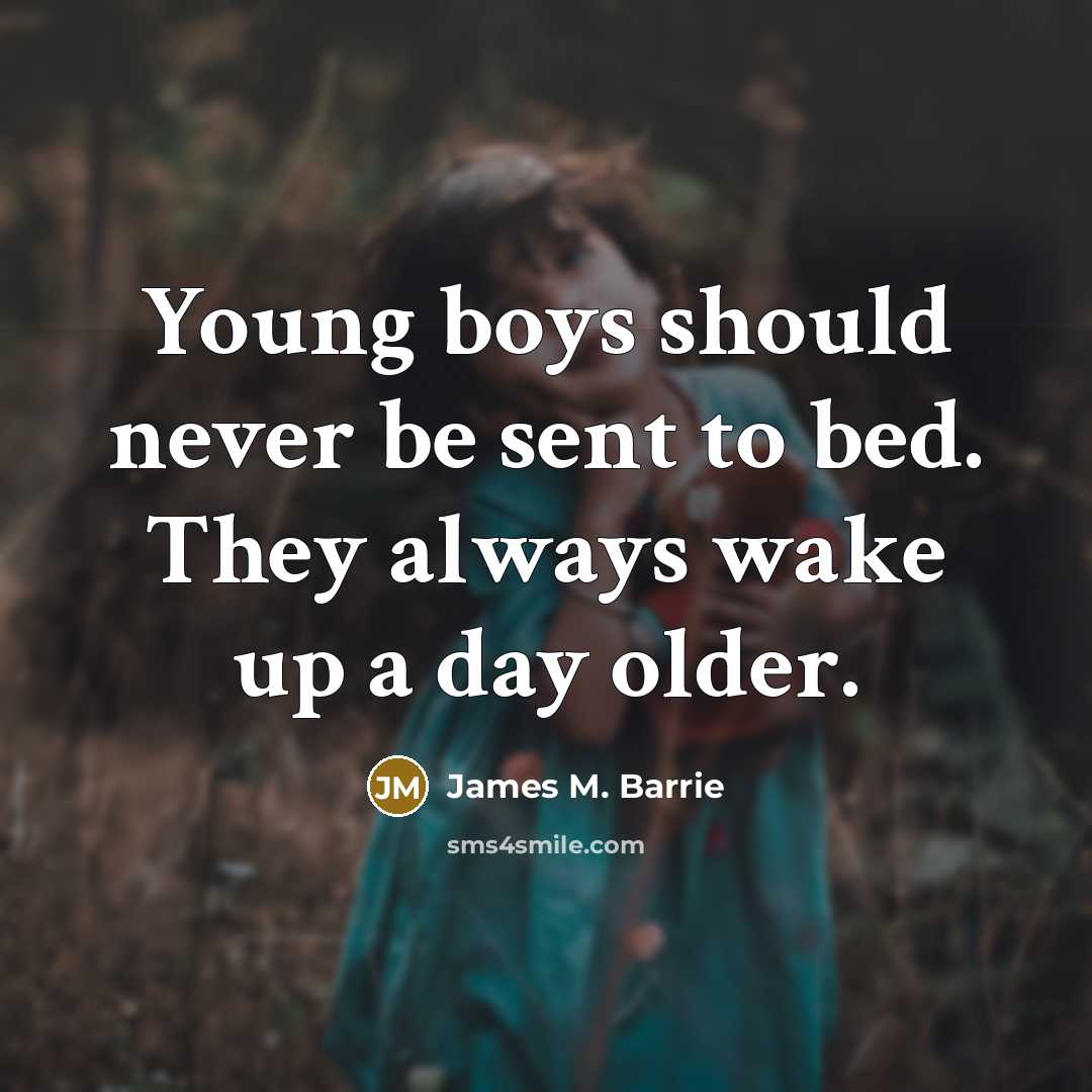 “Young boys should never be sent to bed. They always…” quote by James M. Barrie