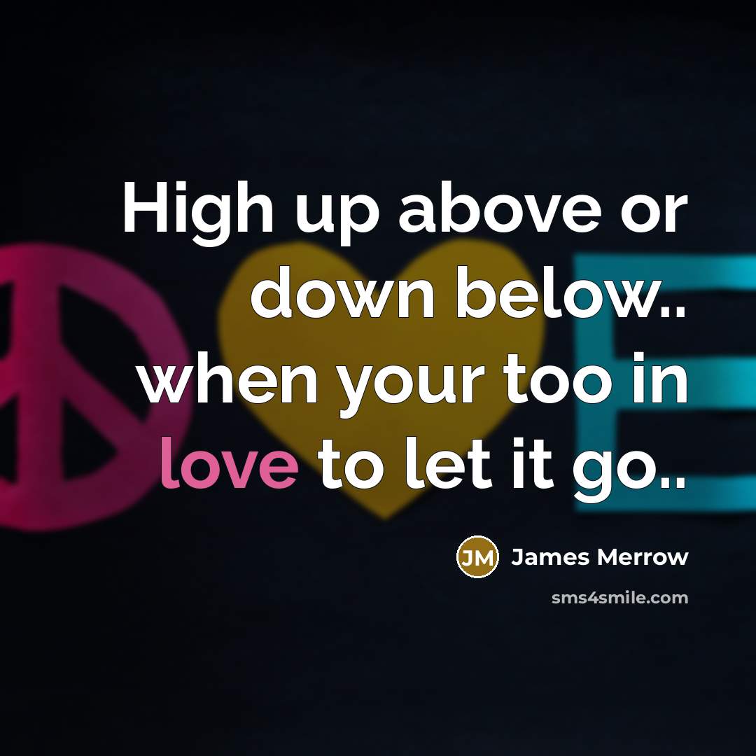 “High up above or down below.. when your too in love to let it go..” quote by James Merrow