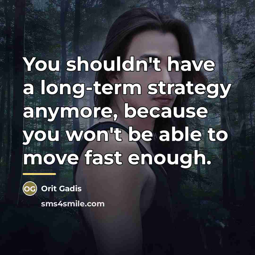 “You shouldn't have a long-term strategy anymore, because you won't…” quote by Orit Gadis