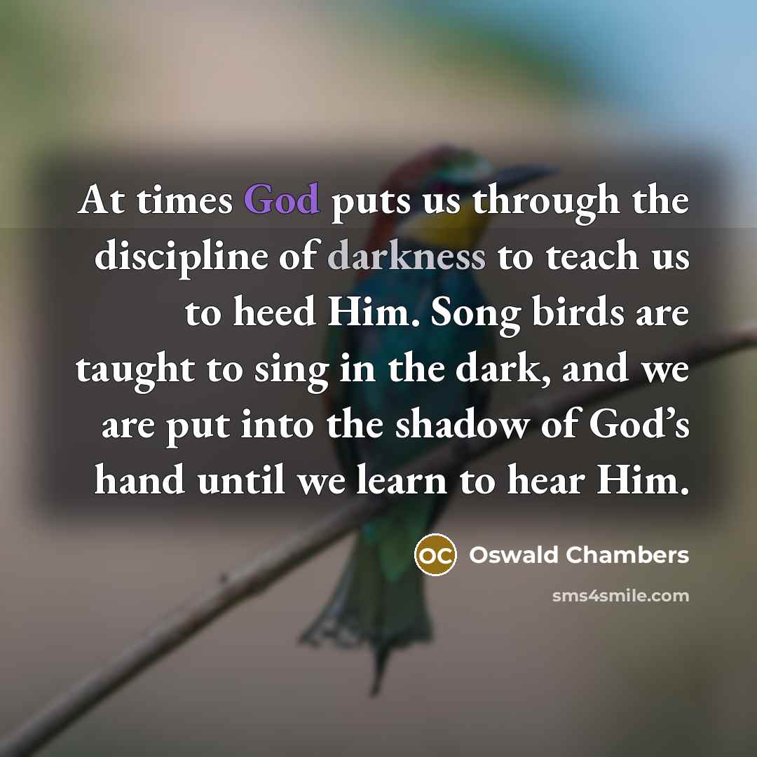 “At times God puts us through the discipline of darkness…” quote by Oswald Chambers