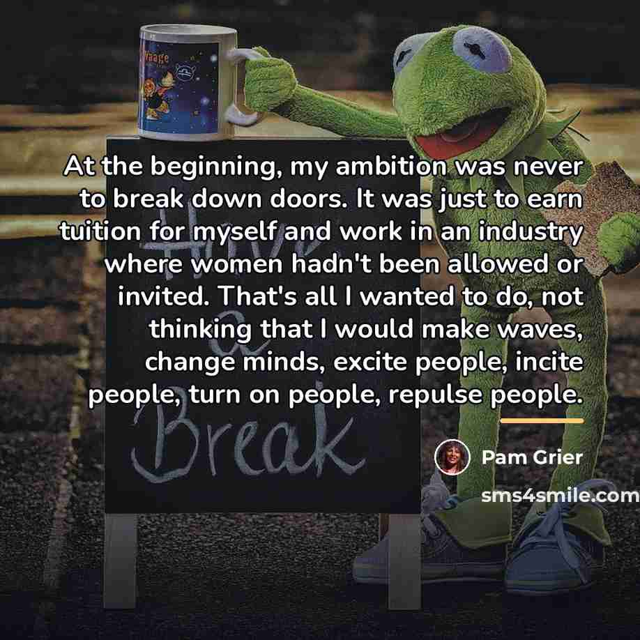 “At the beginning, my ambition was never to break down…” quote by Pam Grier