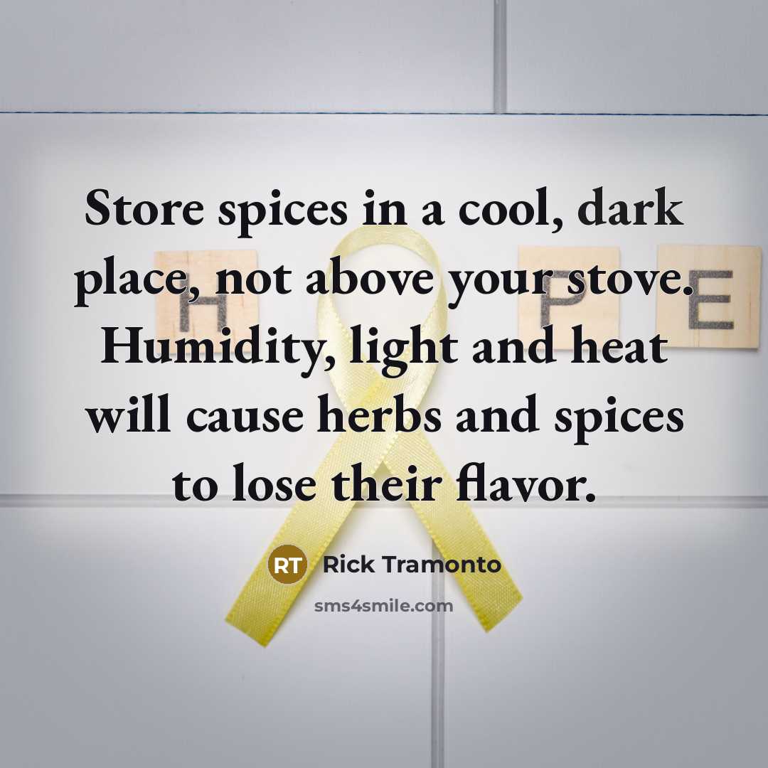 “Store spices in a cool, dark place, not above your…” quote by Rick Tramonto